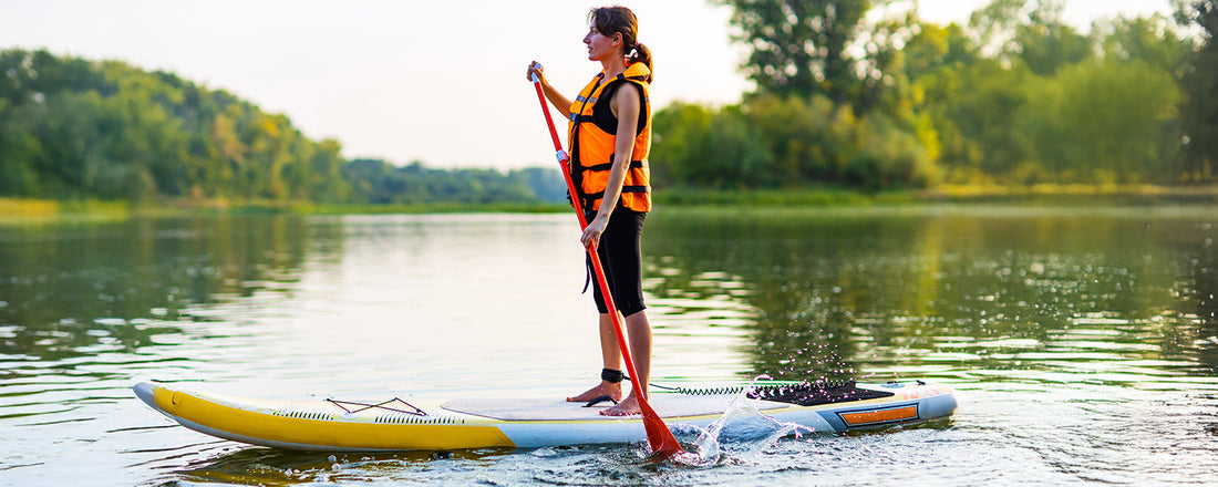 Woman wearing PDF While Paddleboarding
